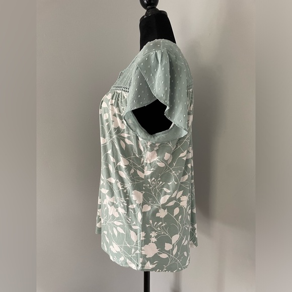 Daniel Rainn Short Sleeved Blouse - Seafoam Green/White - Size XL - Picture 2 of 14